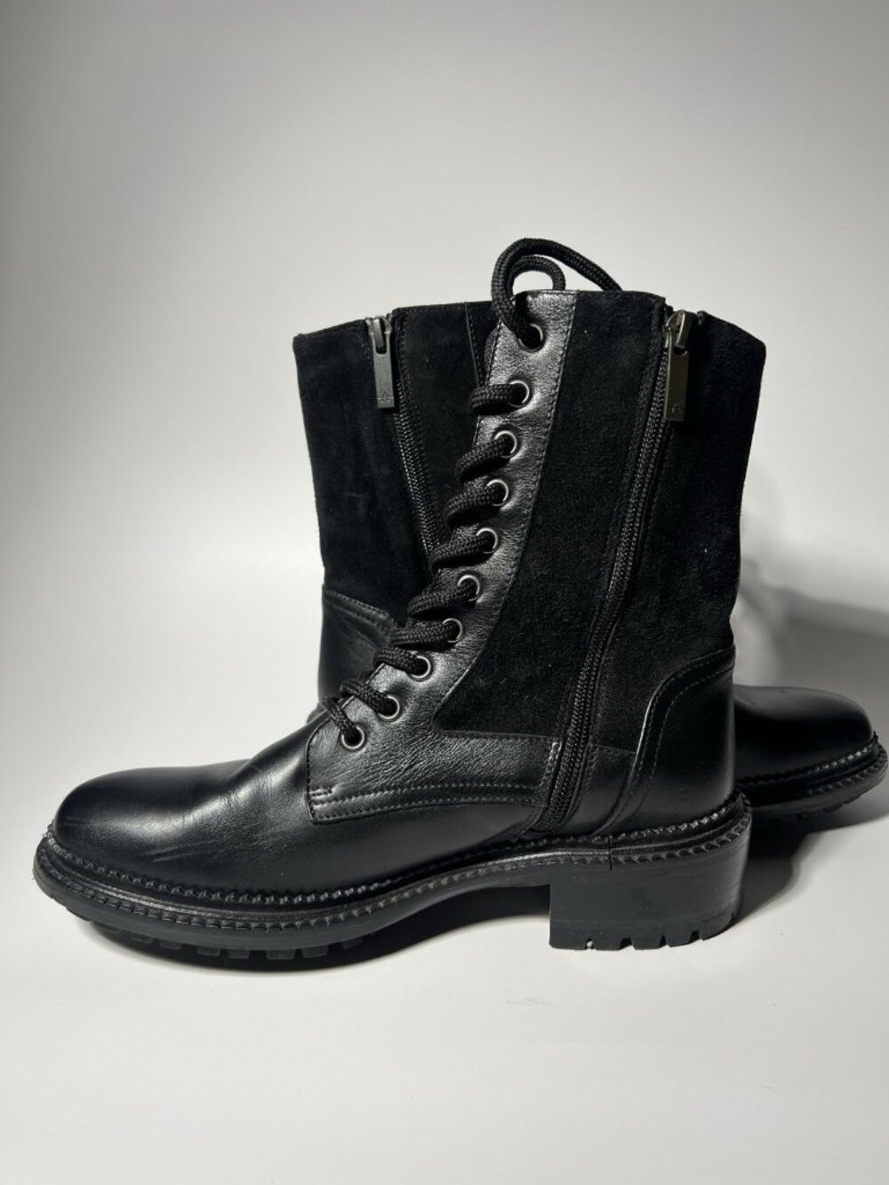 Aquatalia Orianna Women’s Black Suede Combat Boots Size 7M Lug Sole - Picture 5 of 14